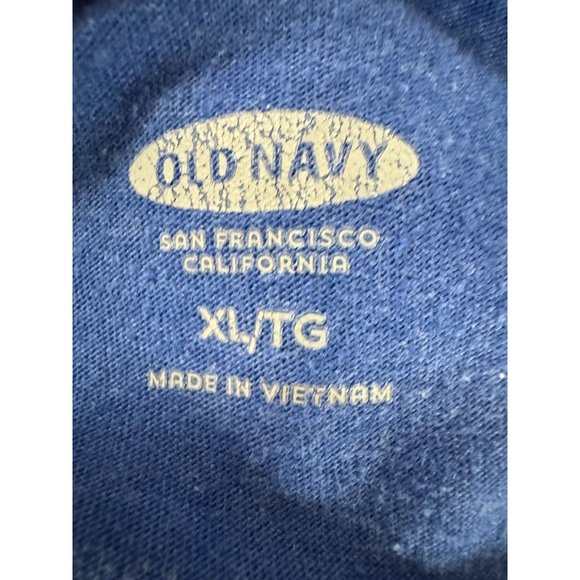 Old Navy Santa's A List XMas Ugly Christmas Sweater TShirt XL Blue Cotton Blend - Picture 3 of 16